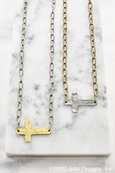 Paper Clip Chain Cross Necklace